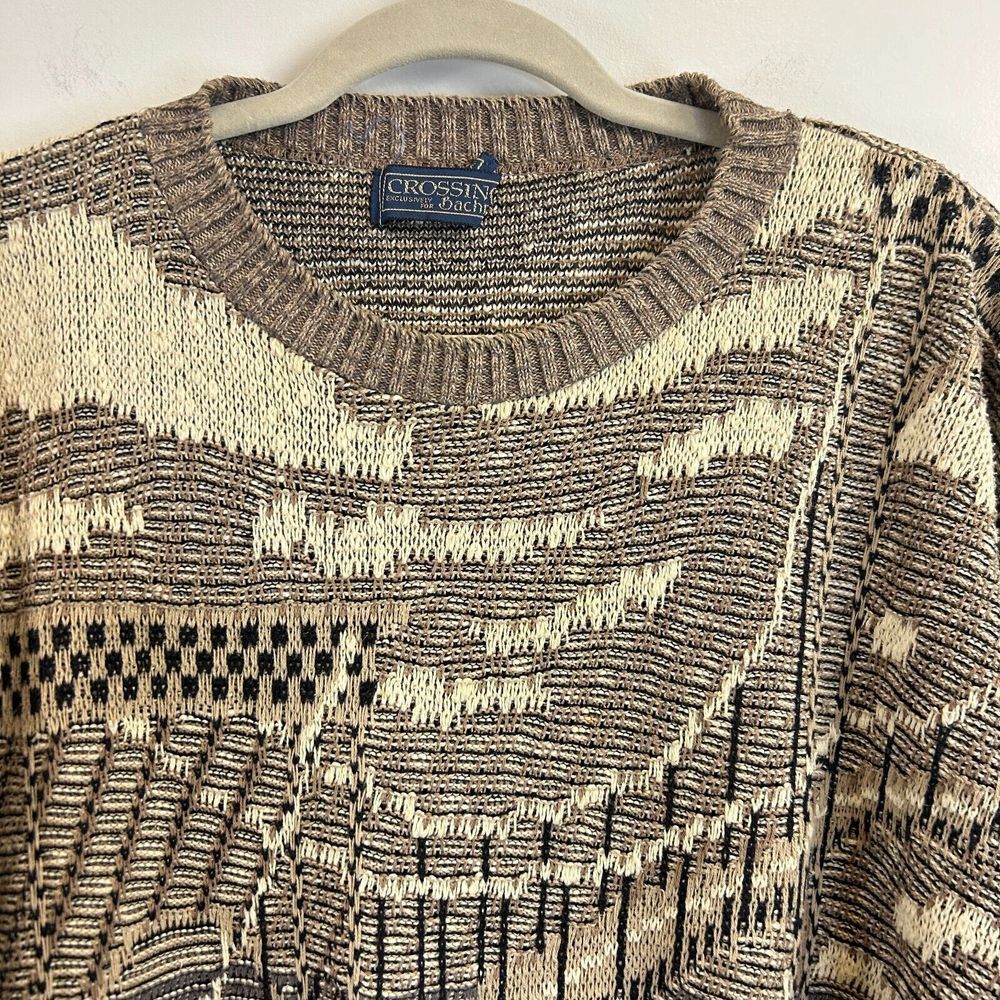 Vintage Bachrach Sweater Womens Brown Fair Isle Yacht Knit Hippie‎ Boho Grandma - Picture 2 of 10
